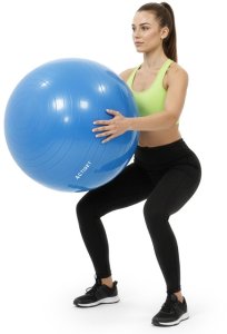 Piłka 55 cm do ćwiczeń pilates, rehabilitacyjnych, stretchingu z pompką, niebieska UNIWERSALNY 11