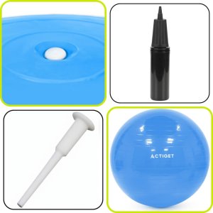 Piłka 55 cm do ćwiczeń pilates, rehabilitacyjnych, stretchingu z pompką, niebieska UNIWERSALNY 16