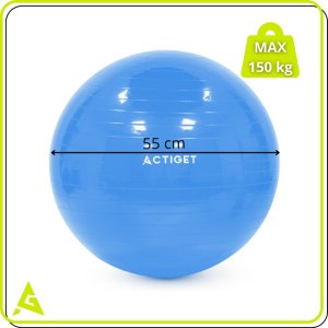 Piłka 55 cm do ćwiczeń pilates, rehabilitacyjnych, stretchingu z pompką, niebieska UNIWERSALNY 17