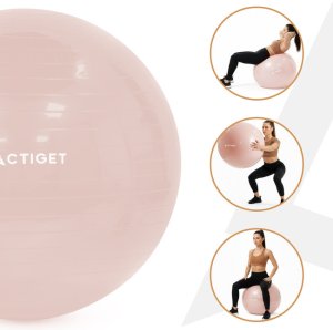 Piłka 65 cm do ćwiczeń pilates, rehabilitacyjnych, stretchingu z pompką, pudrowy róż UNIWERSALNY 11