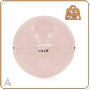 Piłka 65 cm do ćwiczeń pilates, rehabilitacyjnych, stretchingu z pompką, pudrowy róż UNIWERSALNY 16