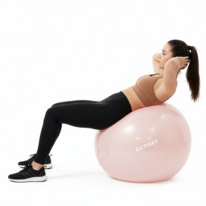 Piłka 65 cm do ćwiczeń pilates, rehabilitacyjnych, stretchingu z pompką, pudrowy róż UNIWERSALNY 6