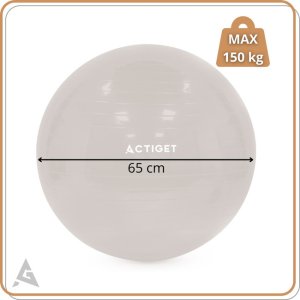 Piłka 65 cm do ćwiczeń pilates, rehabilitacyjnych, stretchingu z pompką, beżowa UNIWERSALNY 16