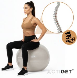 Piłka 65 cm do ćwiczeń pilates, rehabilitacyjnych, stretchingu z pompką, beżowa UNIWERSALNY 4