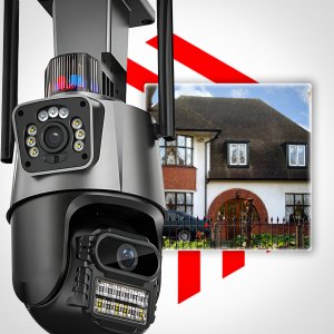KAMERA ZEWNĘTRZNA WIFI OBROTOWA IP PODWÓJNA 2K 2x2MPx APLIKACJA I ALARM 3