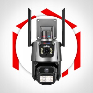 KAMERA ZEWNĘTRZNA WIFI OBROTOWA IP PODWÓJNA 2K 2x2MPx APLIKACJA I ALARM 4