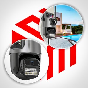 KAMERA ZEWNĘTRZNA WIFI OBROTOWA IP PODWÓJNA 2K 2x2MPx APLIKACJA I ALARM 7