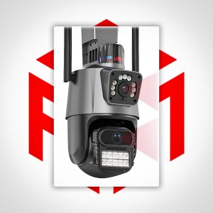 KAMERA ZEWNĘTRZNA WIFI OBROTOWA IP PODWÓJNA 2K 2x2MPx APLIKACJA I ALARM 8