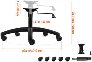 Podstawa krzesła biurowego obrotowa 71cm wytrzymała 1134kg skok 10cm 2