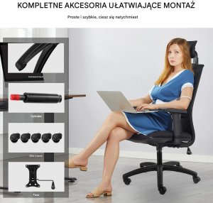 Podstawa krzesła biurowego obrotowa 71cm wytrzymała 1134kg skok 10cm 6