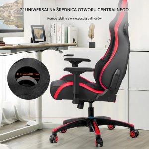 Podstawa krzesła biurowego 71cm wzmocniona z kółkami 1134kg czarno-czerwona 4