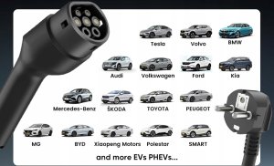 GONEO Ładowarka EV Typ 2 8m Schuko 3.68kW Regulacja Amperażu Mobilna 1Faza 3