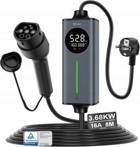 GONEO Ładowarka EV Typ 2 8m Schuko 3.68kW Regulacja Amperażu Mobilna 1Faza 5