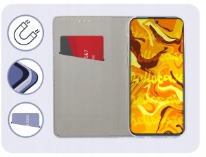 Hello Case Etui z Klapką Do Xiaomi Redmi Note 12 Pro 4G (Granatowe, Zamykane) Szkło 3