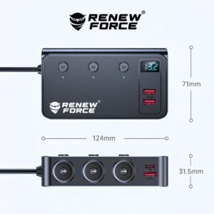 Rozdzielacz Gniazda Zapalniczki Samochodowej Rozgałęźnik 12V-24V 4USB QC PD 4