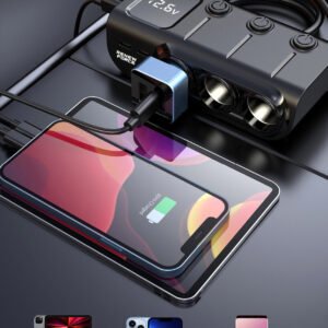 Ładowarka Rozdzielacz gniazda zapalniczki ładowarka samochodowa USB-C PD USB QC 120W 2
