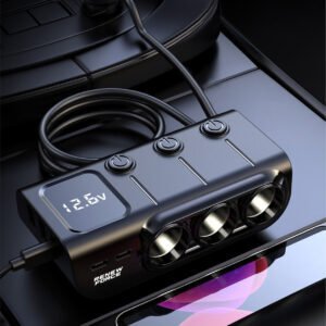 Ładowarka Rozdzielacz gniazda zapalniczki ładowarka samochodowa USB-C PD USB QC 120W 4
