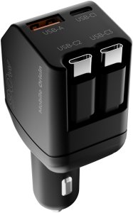 Mobile Origin 90W Car Charger CA22 - USB-C + USB-A, 2x USB-C Cable 3