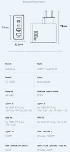 Ładowarka Essager ESSAGER szybka sieciowa 2x USB-A 2x USB-C 100W (ECT2CA-QYB01-Z) 8