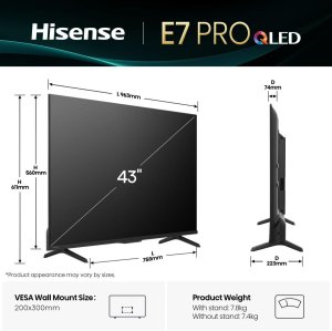 Hisense 43E77Q PRO 109,2 cm (43") 4K Ultra HD Smart TV Wi-Fi Czarny 2