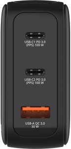 Ładowarka Verbatim Mini GaN 100W 2xUSB-C PD/1x USB-A QC adapter UE/UK/USA czarny (30239) 4