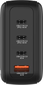 Ładowarka Verbatim Mini GaN 140W 3xUSB-C PD/1x USB-A QC adapter UE/UK/USA czarny Wymienne wtyczki EU, UK, USA (30240) 15