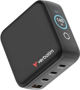 Ładowarka Verbatim Mini GaN 140W 3xUSB-C PD/1x USB-A QC adapter UE/UK/USA czarny Wymienne wtyczki EU, UK, USA (30240) 2