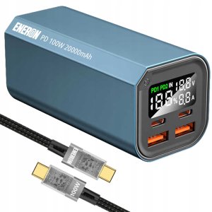 Zasilacz do laptopa Eneron Powerbank 20000mAh 4x USB/USB-C MOCNY 100W do LAPTOPA/TELEFONU - niebieski 8