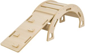 Bujak Montessori DĄB + zjeżdżalnia ze ścianką + poduszka różowa 5