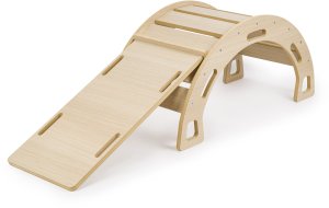 Bujak Montessori DĄB + zjeżdżalnia ze ścianką + poduszka różowa 6