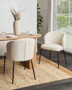 Zestaw 2 krzeseł do jadalni ZANA Boucle Jasnobeżowy 2