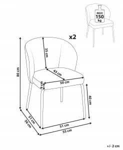 Zestaw 2 krzeseł do jadalni ZANA Boucle Jasnobeżowy 3