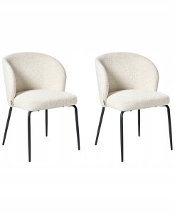 Zestaw 2 krzeseł do jadalni ZANA Boucle Jasnobeżowy 4