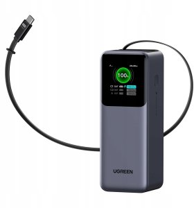Powerbank 20000mAh UGREEN PB726 USB + USB-C 165W ze zwijanym kablem (szary) 11