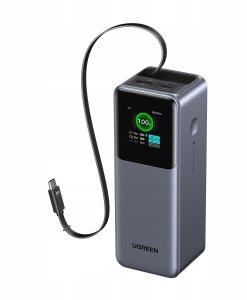 Powerbank 20000mAh UGREEN PB726 USB + USB-C 165W ze zwijanym kablem (szary) 9
