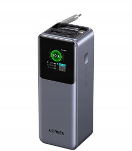 Powerbank 20000mAh UGREEN PB726 USB + USB-C 165W ze zwijanym kablem (szary) 10