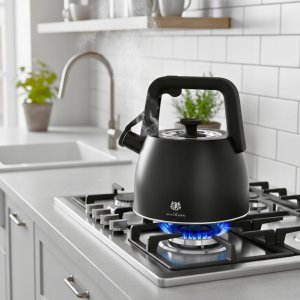 KARL HAUSMANN - Czajnik - na GAZ - INDUKCJA - tradycyjny z gwizdkiem - HUGO - czarny - 2,5 L 4