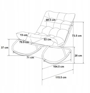 Fotel Bujany VIBE Ogrodowy z Poduszką Stalowy Czarny Szary 115 Cm 5