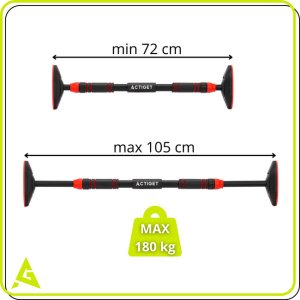 Drążek do podciągania 72-105 cm teleskopowy stalowy mocowany do futryny regulowany UNIWERSALNY 14