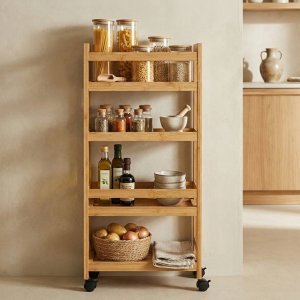 Costway Wąski regał łazienkowy na kółkach, 3 półki KLUK, 76 cm 3