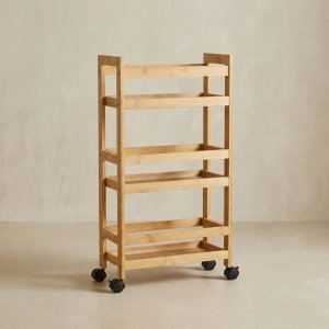 Costway Wąski regał łazienkowy na kółkach, 3 półki KLUK, 76 cm 4