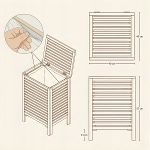 Bambusowy kosz na pranie z pokrywą i wyciąganym workiem LUND, 60 L 9