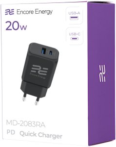 Ładowarka Kaku ładowarka sieciowa Encore Energy PD 3.0 Quick Charge 4.0 USB-A USB-C 20W adapter MD-2083RA 8