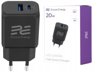Ładowarka Kaku ładowarka sieciowa Encore Energy PD 3.0 Quick Charge 4.0 USB-A USB-C 20W adapter MD-2083RA 9