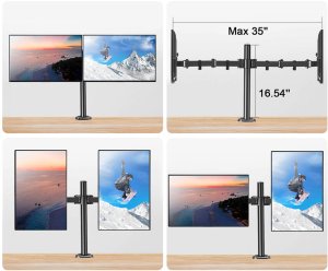Neomounts Uchwyt Biurkowy na 2 monitory 17" - 32" Triadyn DuoClamp TRD-BLK-2ST-17"-32" Nowy 5