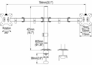 Neomounts Uchwyt Biurkowy na 2 monitory 17" - 32" Triadyn DuoClamp TRD-BLK-2ST-17"-32" Nowy 8