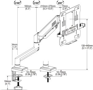 Triadyn Uchwyt Biurkowy SoloLift na Monitor lub Laptopa Regulowany Obrotowy TRD-BLK-1L 9