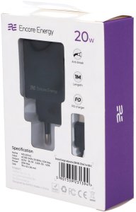 Zasilacz do laptopa Encore Energy ładowarka sieciowa 20W USB-C QC PD + kabel USB-C 100cm MD-201mC 8