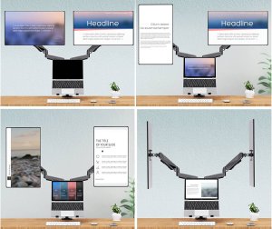 Triadyn Uchwyt Biurkowy TriMount na Dwa Monitory i Laptopa Ergonomiczny Regulowany Obrotowy TRD-BLK-3AL-13"-32" 5