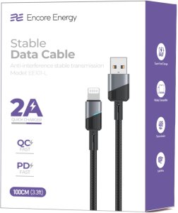 Kabel USB Joyroom kabel Encore Energy USB-A Lightning przewód QC PD do ładowania i transferu danych 100 cm braided czarny EE101-L 4